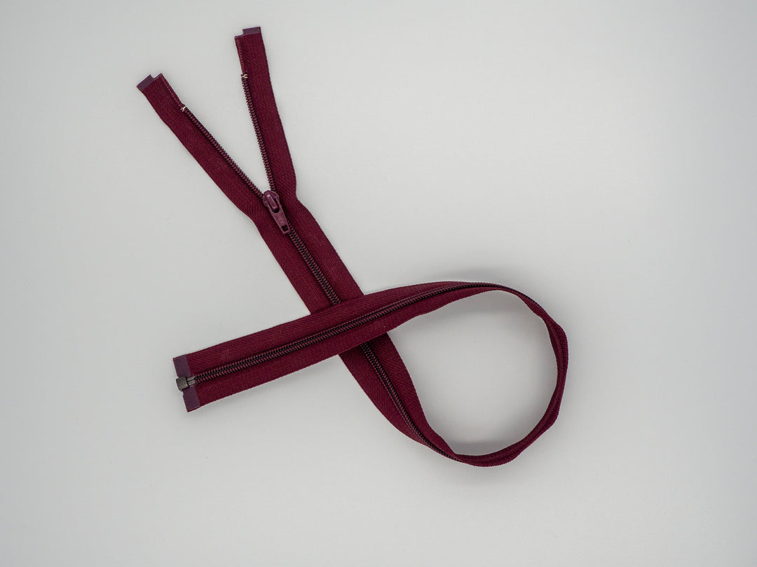 Coil Zipper: Open End / Nylon Teeth / Regular Head / Teeth & Tape Colour is Burgundy