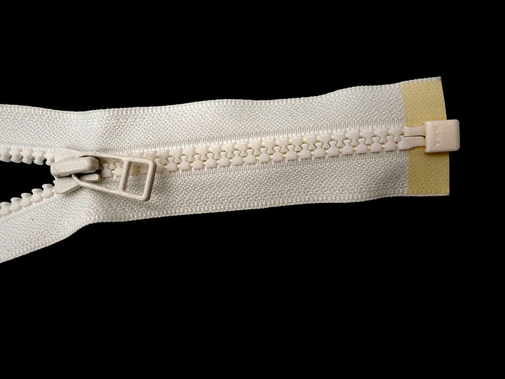 Plastic Zipper: 2-Way / Open End / Plastic Teeth / Regular Head / Teeth & Tape Colour is Eggshell White
