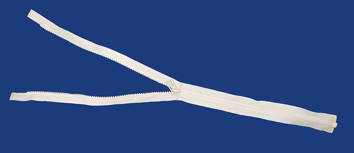 Plastic Zipper: 2-Way / Open End / Plastic Teeth / Regular Head / Teeth & Tape Colour is Eggshell White