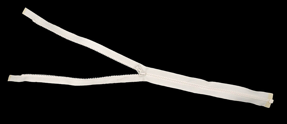 Plastic Zipper: 2-Way / Open End / Plastic Teeth / Regular Head / Teeth & Tape Colour is Eggshell White