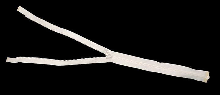 Plastic Zipper: 2-Way / Open End / Plastic Teeth / Regular Head / Teeth & Tape Colour is Eggshell White