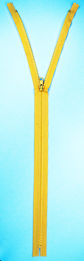 Plastic Zipper: Open End / Plastic Teeth / Regular Head / Teeth & Tape Colour is Yellow